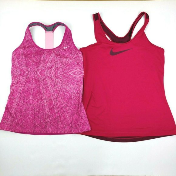 Nike Pro Dri-Fit Size L Lot of 2 Racerback Athletic Running Sports Tank Tops - Picture 1 of 7